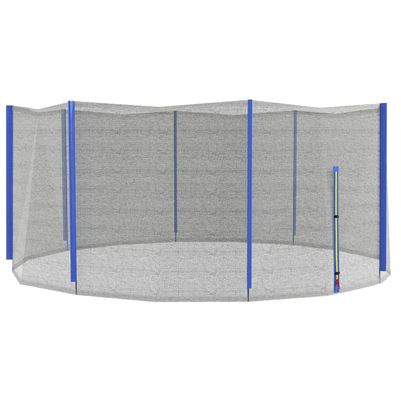 Filet de sécurité pour trampoline 366 x 180 cm entrée zippée anti-chute extérieur résistant durable en polyéthylène bleu 21_0006409