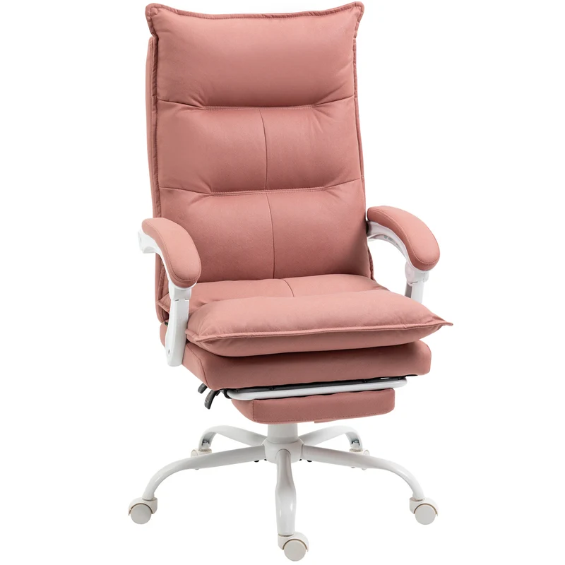 Fauteuil de bureau massant inclinable 66 x 74 x 121,5 cm massage 6 zones chauffage lombaire moderne en microfibre rose 21_0006245