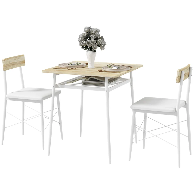 Ensemble table et chaises cuisine 70 x 70 x 75 cm gain de place étagère chaises encastrables sièges moderne en MDF chêne 21_0003259