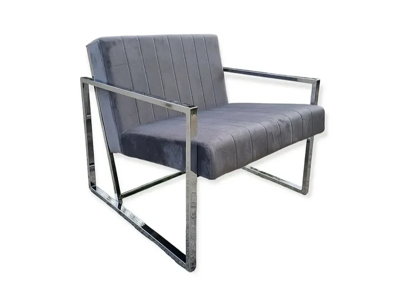 Fauteuil design velours gris - Geva