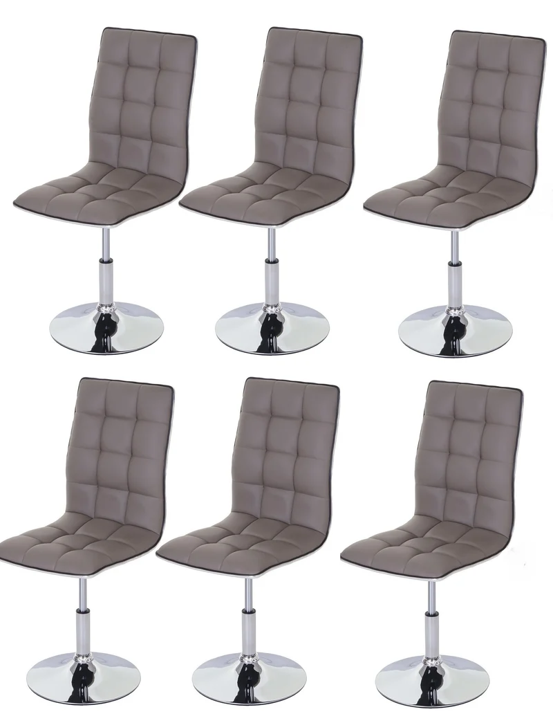 Lot de 6 chaises de salle à manger hauteur réglable en synthétique taupe CDS04294