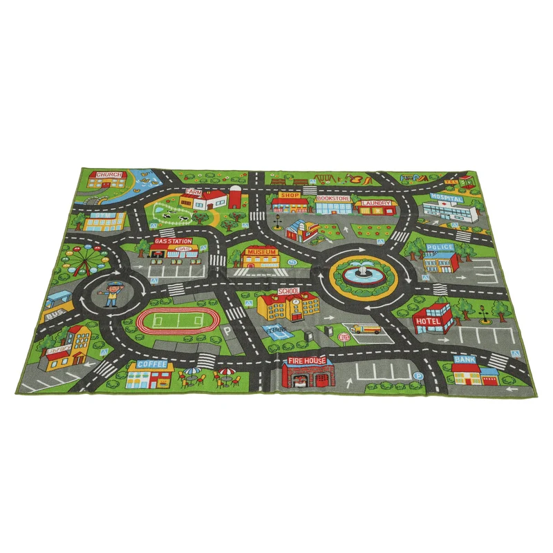 Tapis de jeu pour bébé double antidérapant 200 x 150 x 0.5 cm surface très douce design contemporain en polyester gris 21_0000758