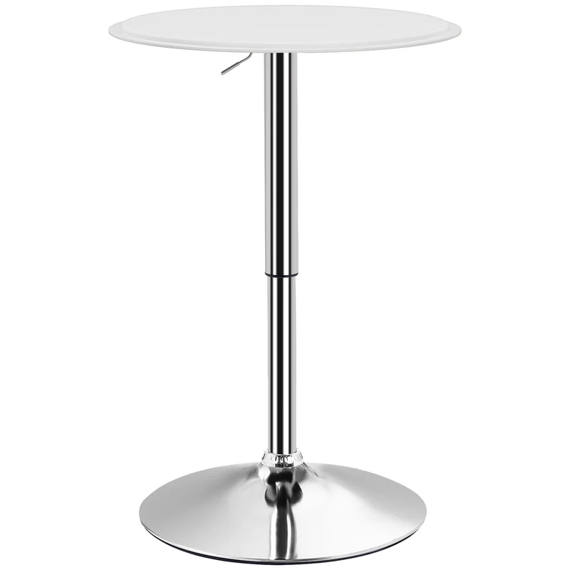 Table de bar bistro hauteur réglable 67-93 x 63 x 63 cm plateau pivotant 360° pratique style contemporain en PU blanc 21_0003245