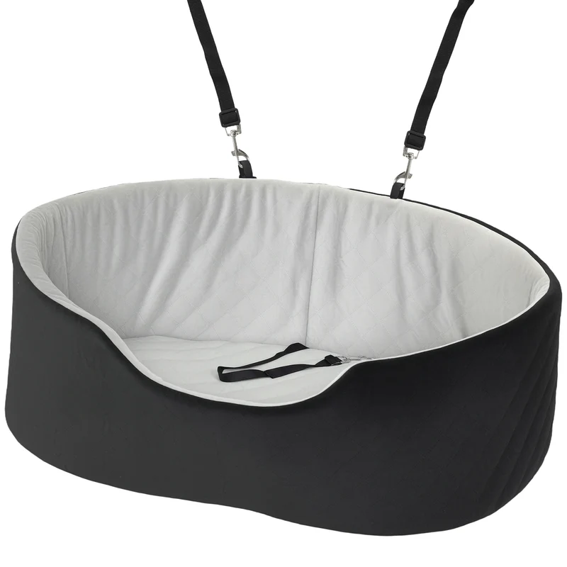 Siège auto pour chien voiture 77 x 43 x 28 cm sécurité accrue assise rembourrée moderne contemporain en polyester noir 21_0007261