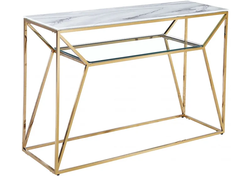 Console dorée marbre blanc - Sybel