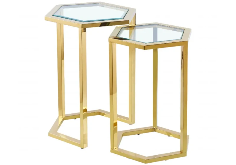 Tables d’appoints gigognes dorées - Giana