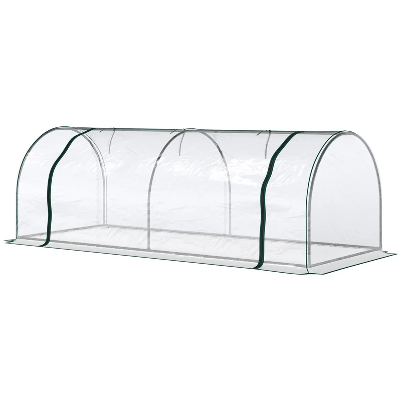 Serre tunnel pour tomates 250 x 100 x 80 cm protection antigel porte zippée moderne épuré utile en PVC transparent 21_0004138