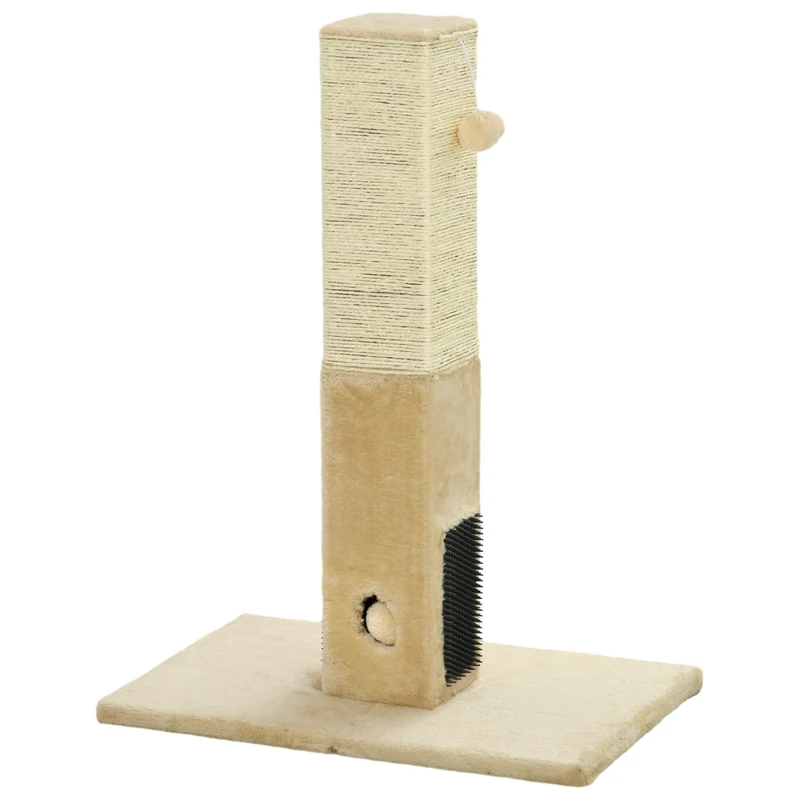 Poteau à gratter pour chat 59,5 x 39 x 79 cm balle clochette protège mobilier salon chambre moderne cosy en jute beige 21_0007666