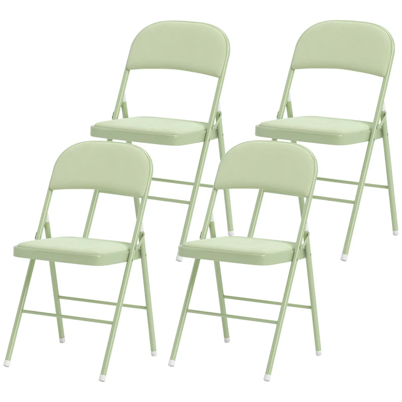 Lot de 4 chaises pliantes intérieur 45 x 46 x 78 cm assise rembourrée gain de place moderne contemporain en velours vert 21_0003301
