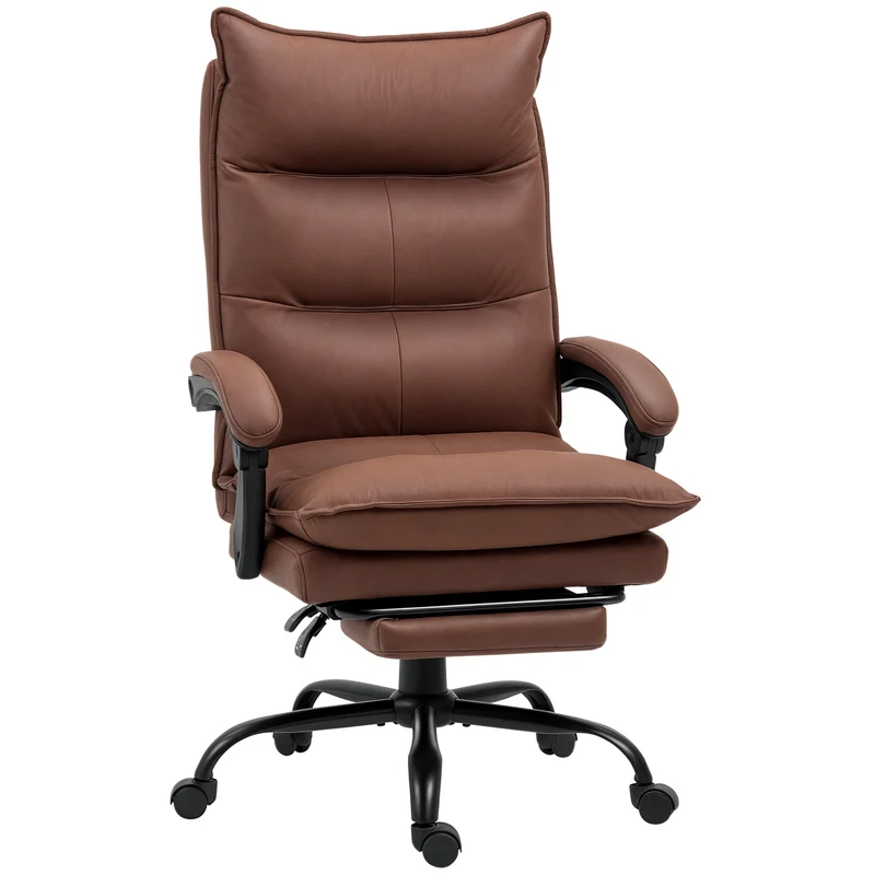 Fauteuil de bureau massant inclinable 66 x 74 x 121,5 cm massage chauffant repose-pieds moderne en microfibre marron 21_0006243
