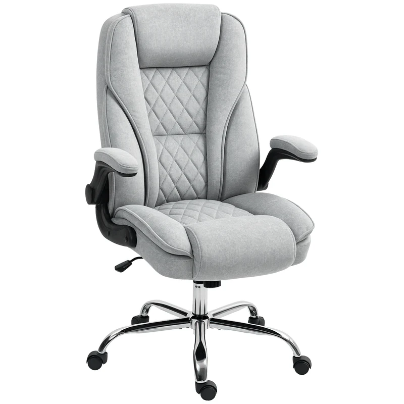 Fauteuil de bureau ergonomique réglable 70 x 70 x 114-122 cm assise mousse accoudoirs relevables épuré en velours gris 21_0006287