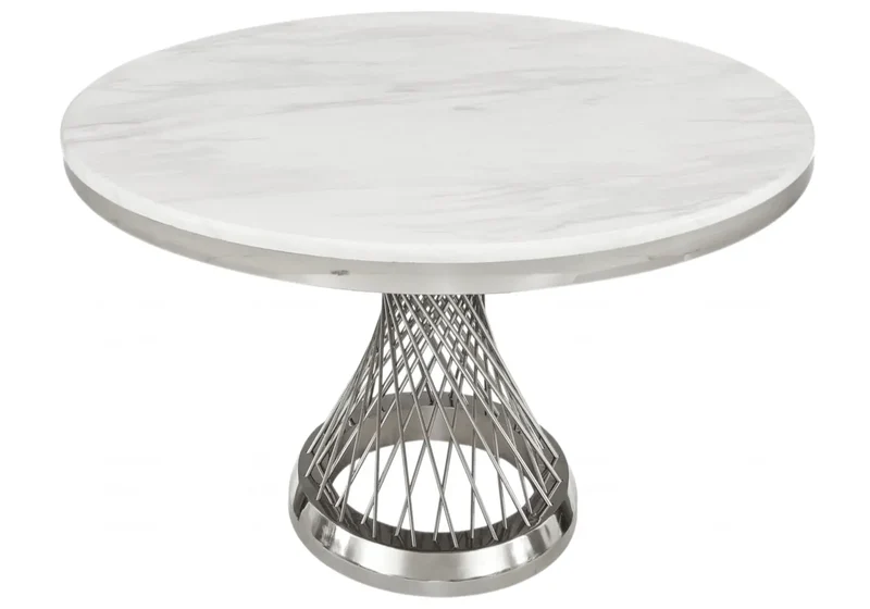 Table à manger ronde marbre blanc - Luc