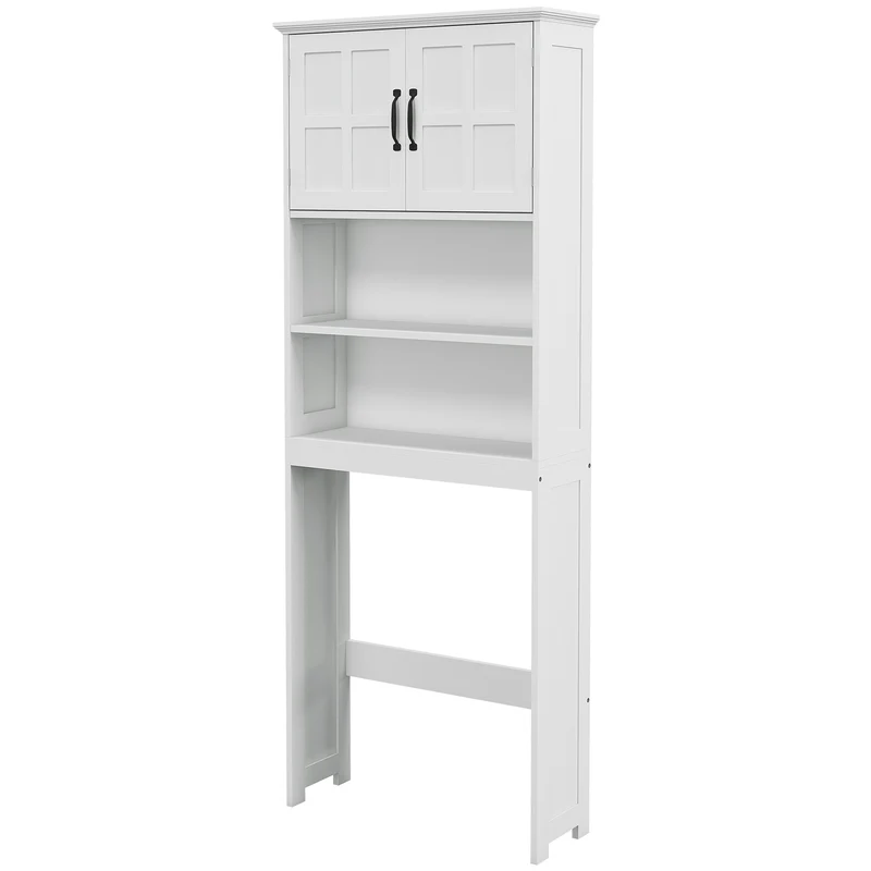 Meuble au-dessus des toilettes vertical 66 x 23 x 178 cm rangement optimisé étagère réglable moderne épuré en MDF blanc 21_0001952