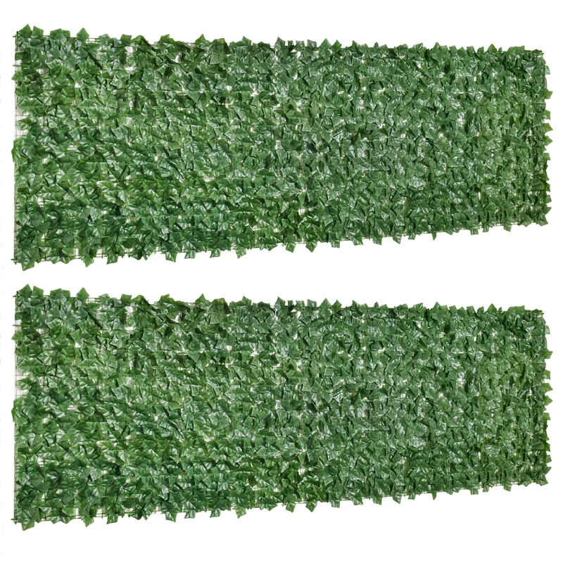 Lot de 2 haies brise vue 300 x 100 cm intimité pour jardin pose facile style contemporain en polyéthylène vert foncé 21_0004013