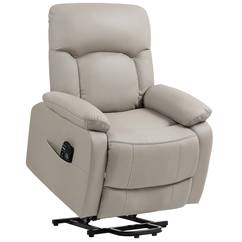 Fauteuil releveur électrique 89 x 94.5 x 103 cm assistance au lever confort moelleux design en polyuréthane gris clair 21_0000917