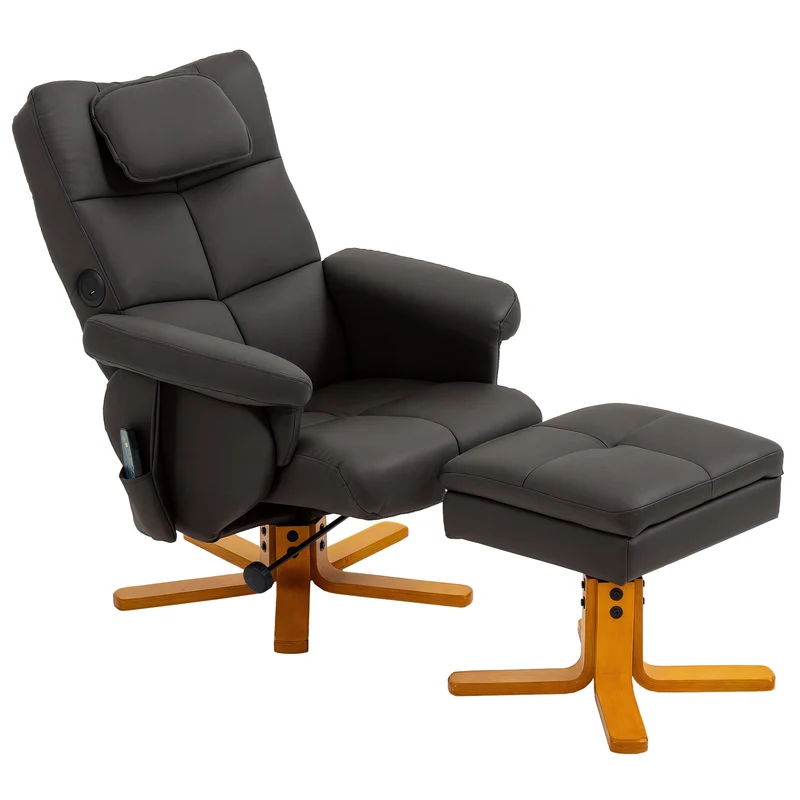 Fauteuil massant et repose-pieds 78 x 86 x 93 cm massage 6 points et coffre design contemporain en synthétique marron 21_0000829