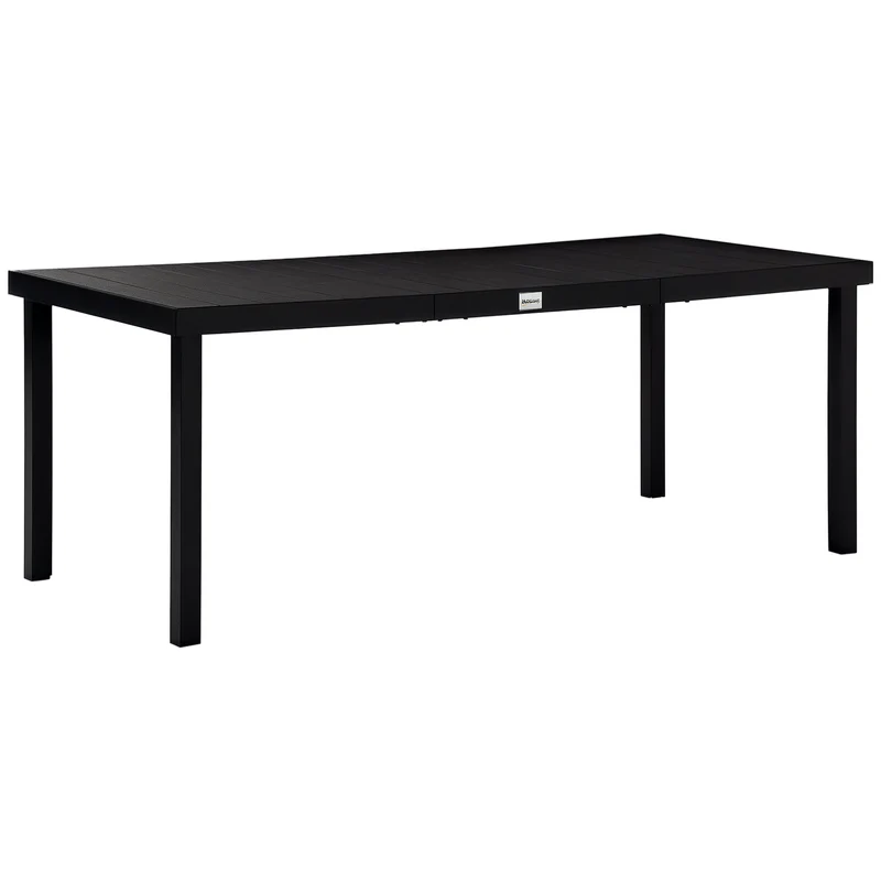 Table à manger de jardin pour 8 personnes 190 x 90 x 74 cm stable entretien aisé rustique extérieur en aluminium noir 21_0004698