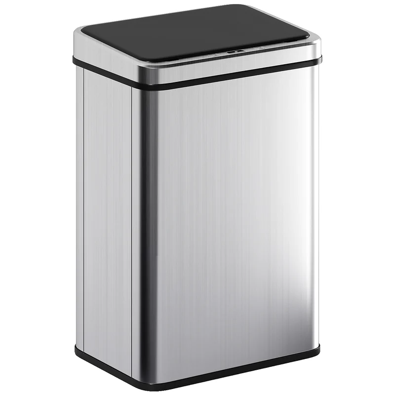 Poubelle à capteur 40 l cuisine 35 x 26 x 55 cm ouverture rapide fermeture douce moderne en acier inoxydable argenté 21_0005943