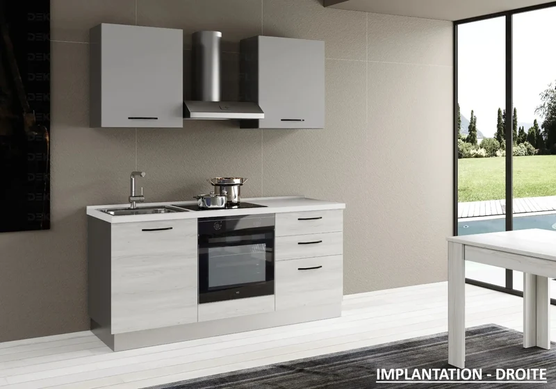 Cuisine Équipée Pas Cher Chêne Gris STAR 180
