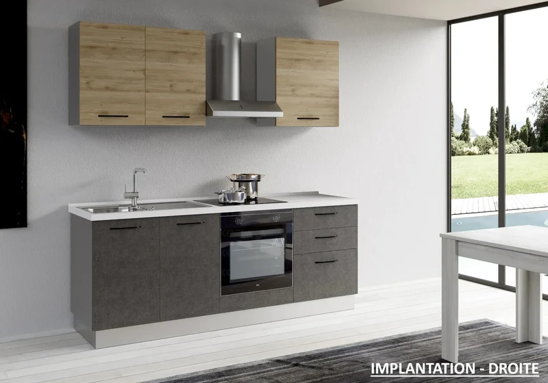 Cuisine Avec Électroménager Titane Chêne STAR 210