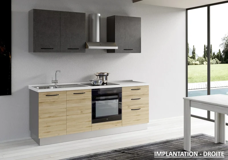 Cuisine Avec Électroménager Chêne Titane STAR 210