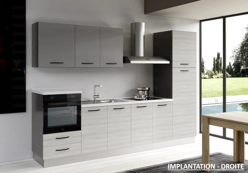 Cuisine Chêne Gris STAR 300 - Électroménager Inclus