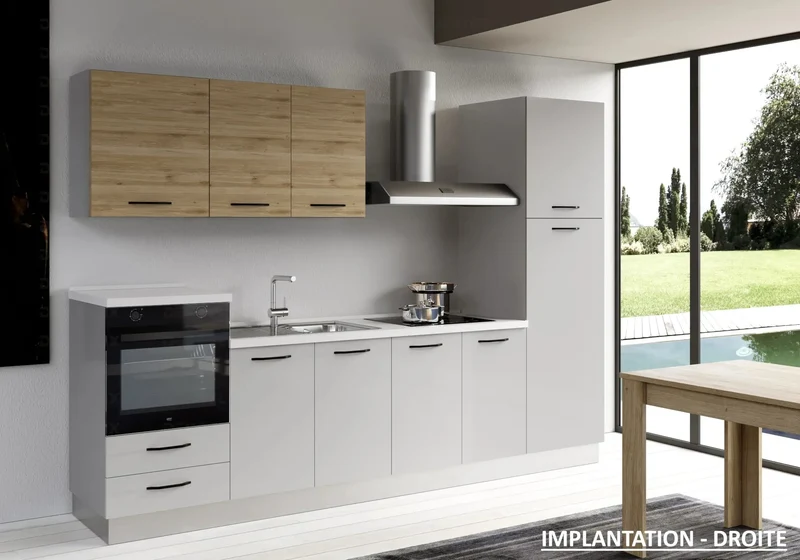 Cuisine Gris Chêne STAR 300 - Électroménager Inclus
