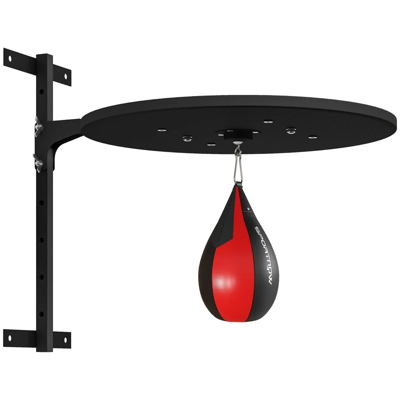 Plateforme murale poire de vitesse pour boxe 73 x 60 x 60 cm réglable 7 niveaux pivot 360° design moderne en acier noir 21_0006843