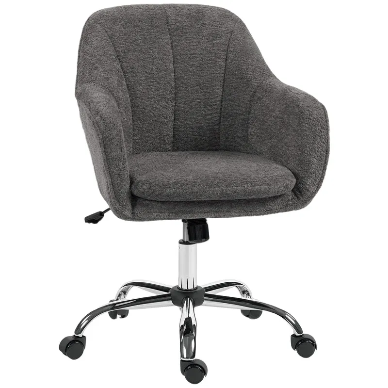 Chaise de bureau ergonomique dossier mi-hauteur 64 x 63 x 86-96 cm réglable basculante moderne épuré en polyester gris 21_0006317