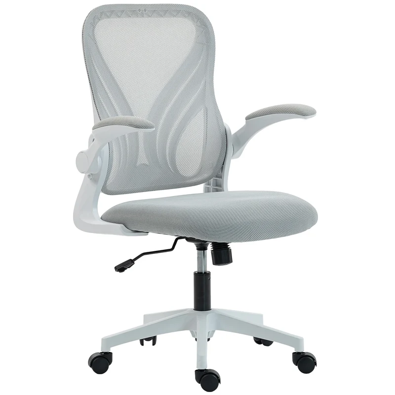 Chaise de bureau ergonomique 73 x 62 x 101-111 cm dossier rabattable assise rembourrée moderne en maille gris clair 21_0006331