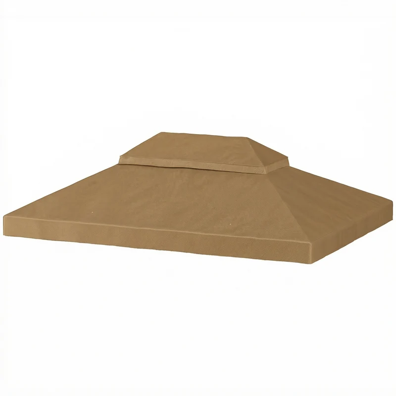 Toile de rechange pour tonnelle 400 x 300 cm upf30 double toit ventilation drainé style contemporain en polyester beige 21_0004872