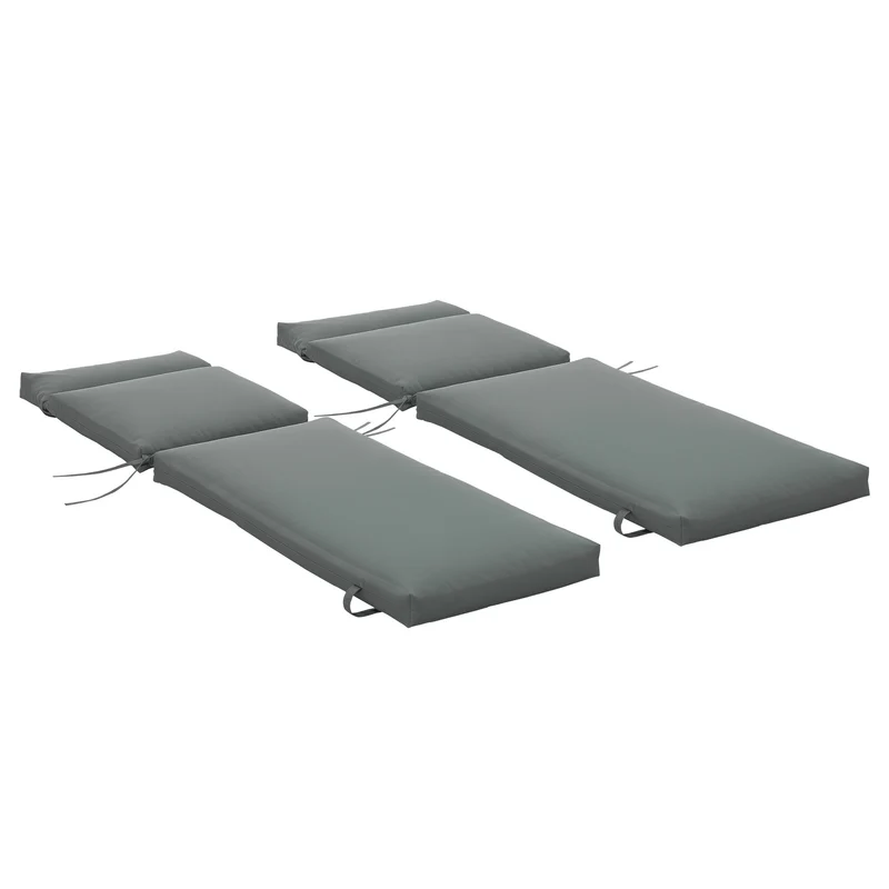Lot de 2 matelas transat 196 x 55 x 8 cm confort mousse haute densité sangles moderne épuré en polyester gris foncé 21_0004654