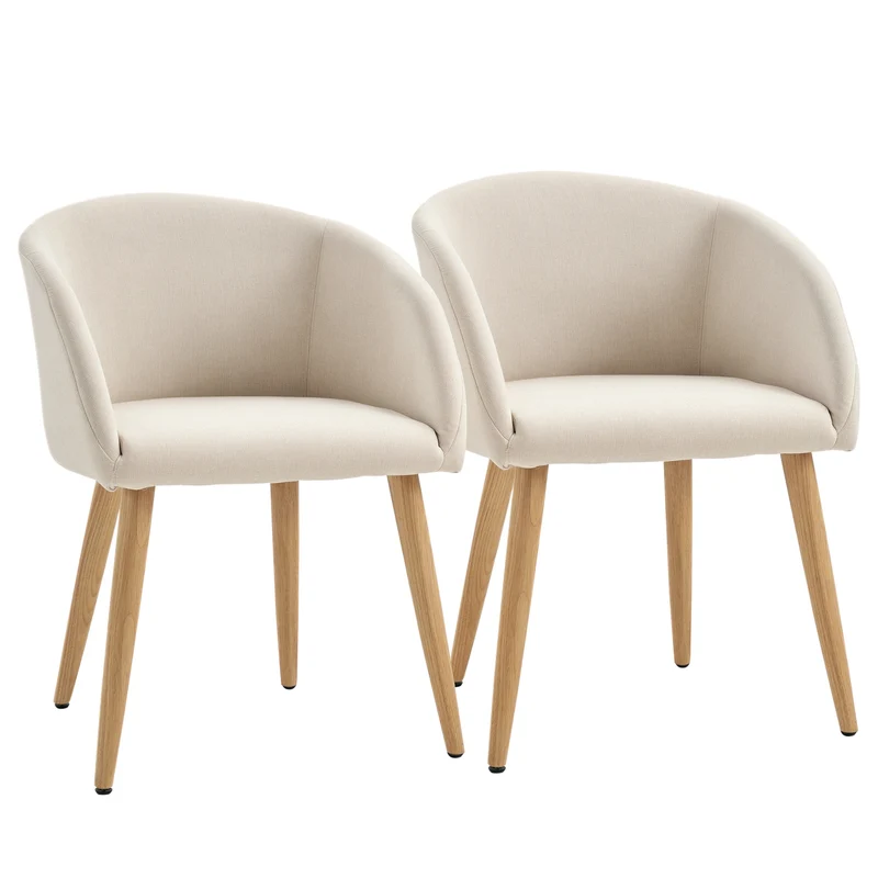 Lot de 2 chaises de salle à manger 55 x 56 x 74 cm assise rembourrée dossier enveloppant scandinave en polyester beige 21_0002254