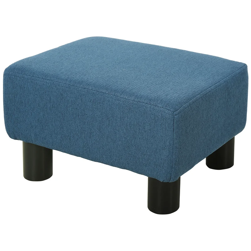 Pouf repose-pied bas 40 x 30 x 24 cm assise confortable cosy montage facile moderne scandinave en polyester bleu foncé 21_0001757