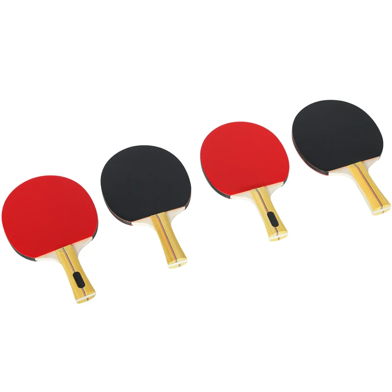 Lot de 4 raquettes de ping-pong 26 x 15 x 1 cm manche évasé entraînement loisir compact moderne en contreplaqué rouge 21_0006926