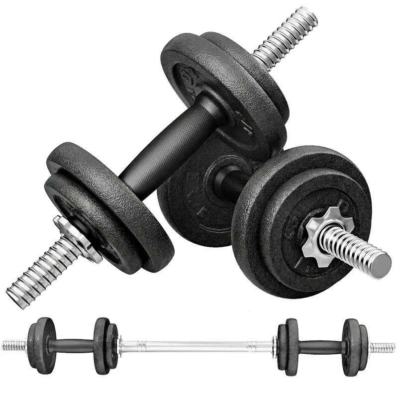 Ensemble d'haltères modulable musculation 110 x 15 x 15 cm prise antidérapante compact style industriel en acier gris 21_0006885