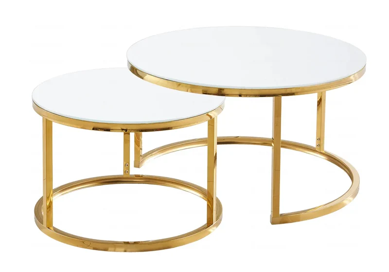 Tables gigognes dorées verre blanc - Orea