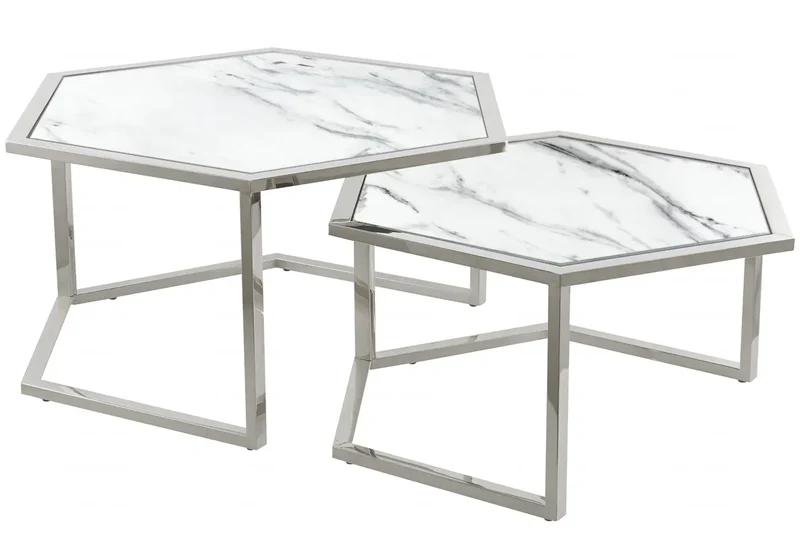 Tables gigognes marbre blanc - Giana