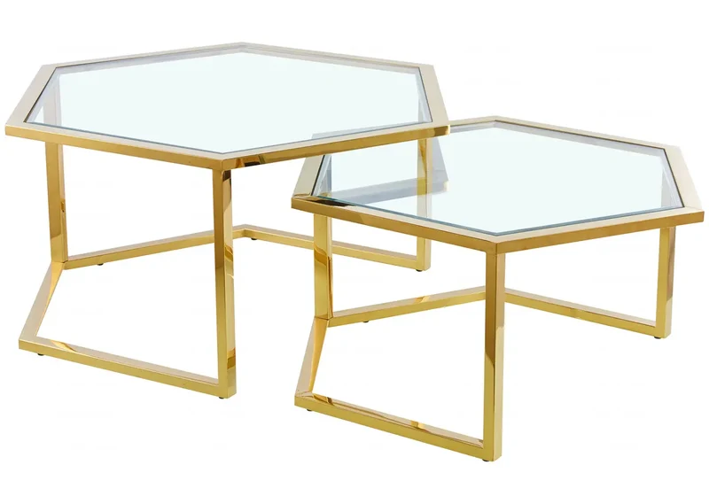 Tables gigognes dorées en verre - Giana
