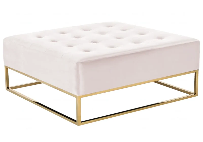 Table basse dorée capitonnée écru - Gwen