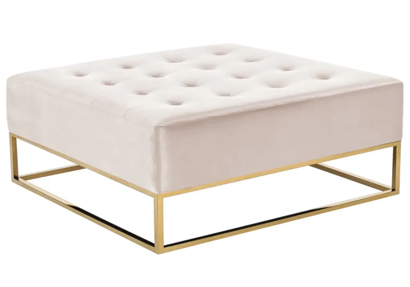 Table basse dorée capitonnée beige - Gwen