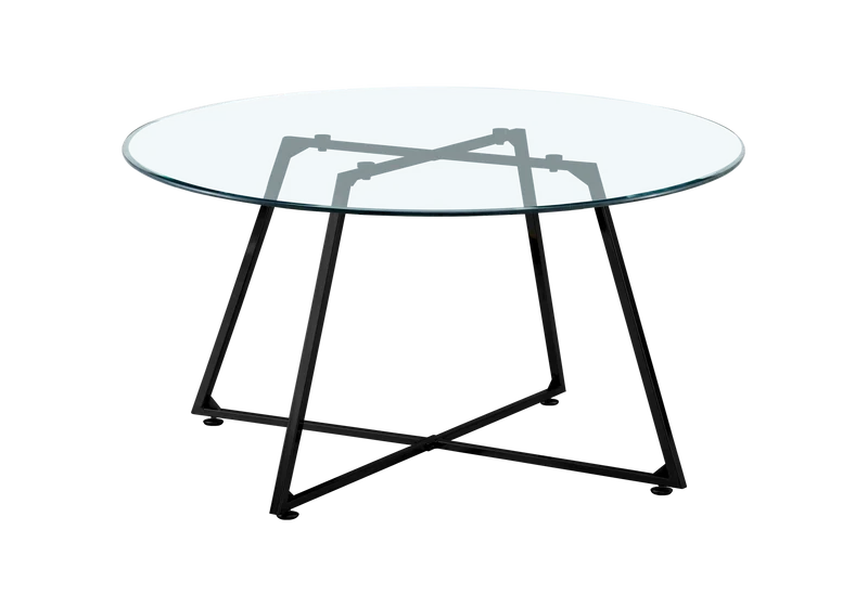 Table basse ronde verre trempé pieds noirs - Gina