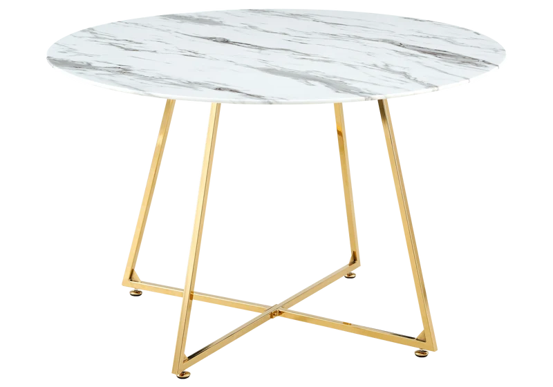 Table ronde marbre blanc pieds dorés - Gina