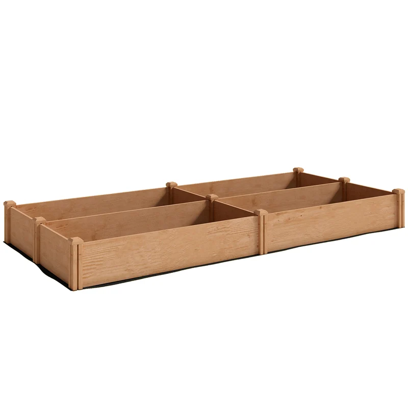 Carré potager surélevé jardin 234 x 109 x 25 cm montage sans outil drainage optimisé style rustique en bois marron clair 21_0005602