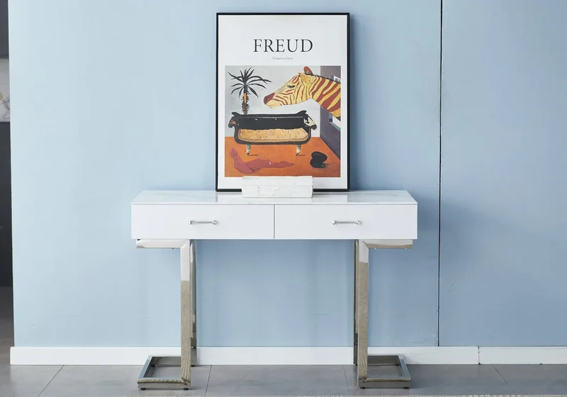 Console coiffeuse marbre blanc - Lena