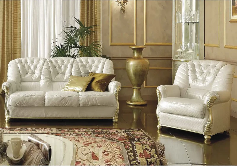 Canapé cuir blanc swarovski KOBA