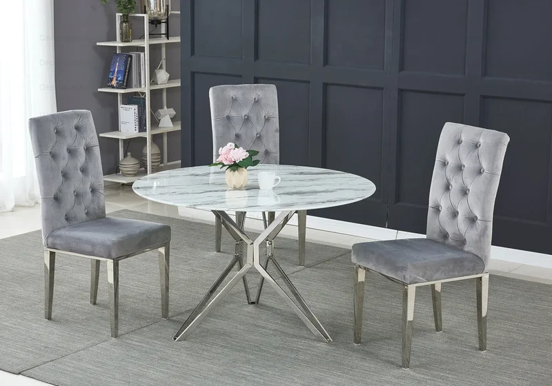 Table et chaises marbre blanc - Iva