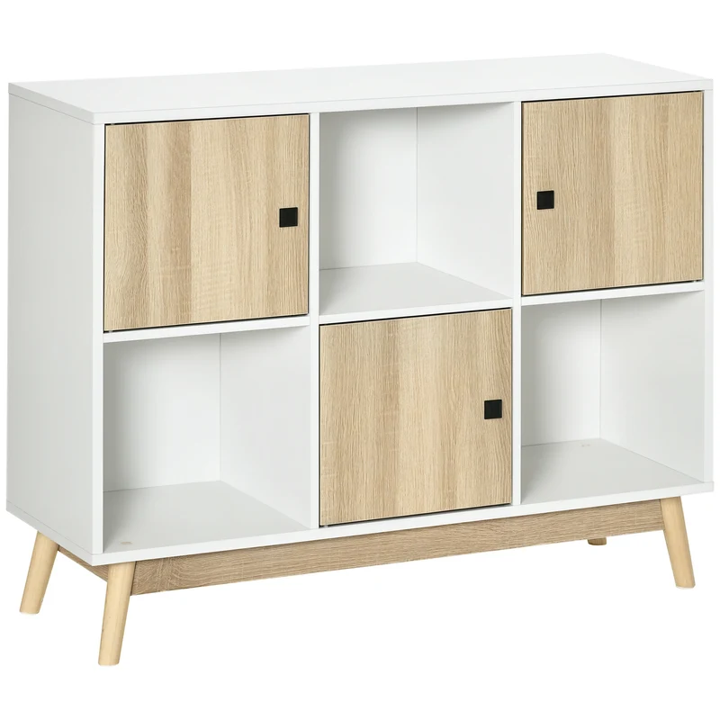 Buffet de rangement moderne 96 x 30 x 75 cm 3 portes 3 niches rangement optimal scandinave en panneau de particules blanc 21_0002859
