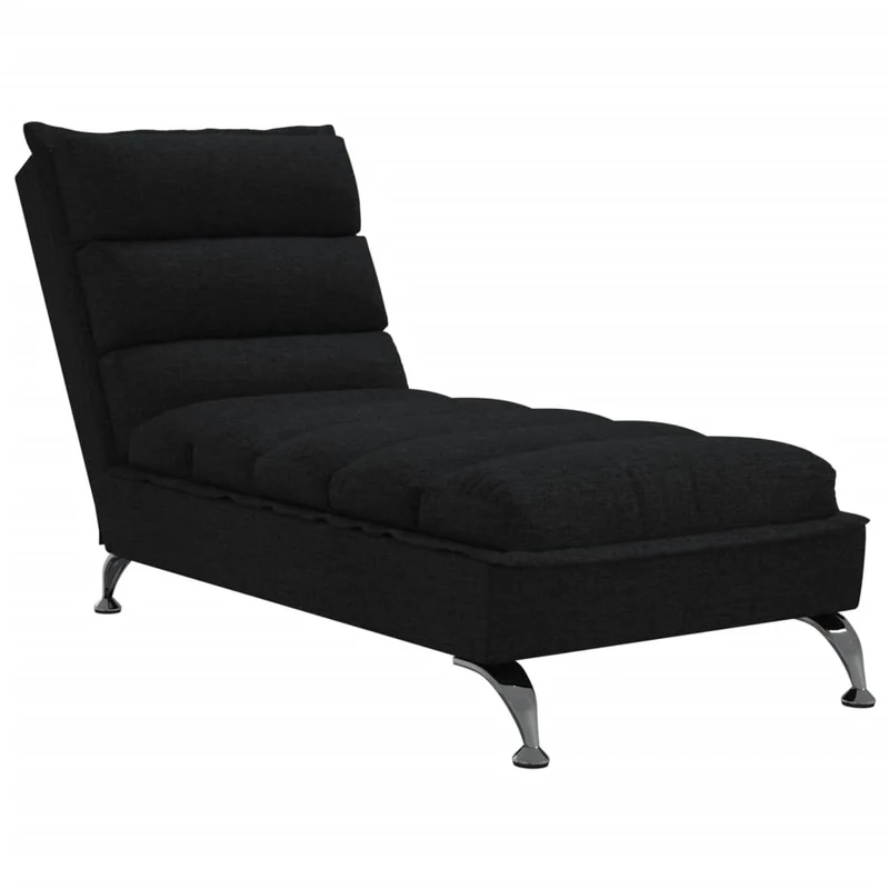 Méridienne chaise longue pour intérieur avec coussins en tissu noir DEC026088
