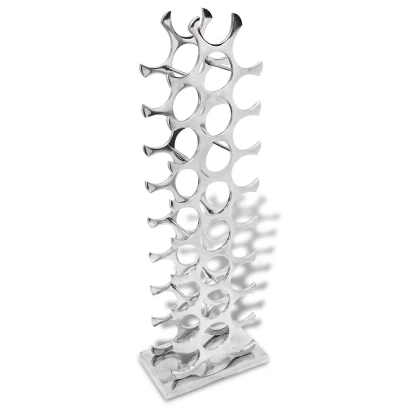 Casier range bouteilles étagère de rangement vin aluminium argenté 27 bouteilles DEC024274